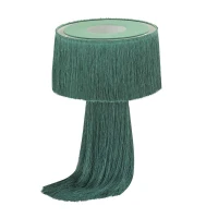 Stylish Atolla Tassel Table Lamp with Bohemian-Inspired Style, Soft Textured Tassel Light with Weighted Base, 25.5L x 25.5W x 37H cm, Green(m-6)