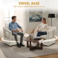 HOMCOM Fotel do salonu 360° obrotowy fotel wypoczynkowy z jednolitym oparciem i podłokietnikami 77 x 75 x 72 cm Beżowy(m-5)