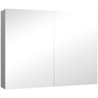 HOMCOM Armario mural para baño con espejo, mueble de baño, puertas dobles y estantes regulables, 80x15x60cm, gris