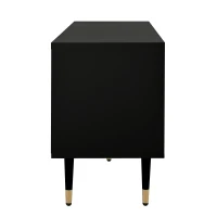 Mobile TV a griglia con dettagli dorati e 4 porte, 170x36x54 cm, Nero(m-9)