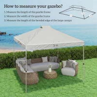 Outsunny Replacement Pergola Canopy 3x3 m Replacement Roof for Folding Gazebo 210D Oxford Fabric UV50+ White(m-3)