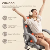 HOMCOM Poltrona da Ufficio Massaggiante a 4 Punti con Riscaldamento e Braccioli, Grigio(m-5)