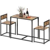 HOMCOM 3 Piece Table Stool Set - Rustic Brown(m-11)