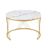 Set 2 tavolini da salotto moderni annidabili, 70x70x45 cm/45x45x40 cm, Bianco(m-8)