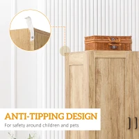 HOMCOM 2 Door Wardrobe, Modern Wardrobe with 2 Drawer and Hanging Rail for Bedroom, Natural(m-6)