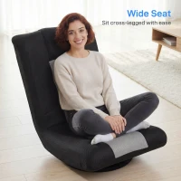 HOMCOM Floor Chair, Folding Floor Sofa with Adjustable Backrest, Wide Seat, Swivel Base, Black(m-5)