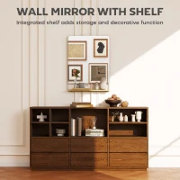 HOMCOM Wall Mirror with Wood Shelf - Black(m-4)
