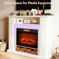 HOMCOM 6142 BTU Fireplace and LED Mantel, 17-27°C - White(m-8)