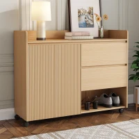 Mueble zapatero móvil con separadores ajustables, 110x35x86 cm, Color natural(m-4)