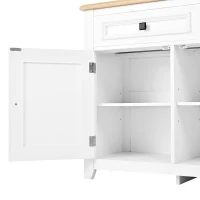 Aparador moderno, amplio espacio de almacenamiento con 3 cajones y 4 puertas, 160x35x76 cm, Blanco(m-8)