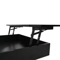 Tavolino da salotto girevole 360° con piano sollevabile, spazio a scomparsa e cassetto, 70x70x45 cm, Nero(m-7)