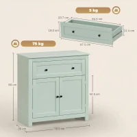 HOMCOM Sideboard Storage Cabinet, Modern Kitchen Cupboard with Adjustable Shelf, Drawer and Double Doors, Green(m-3)