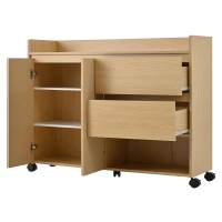 Mueble zapatero móvil con separadores ajustables, 110x35x86 cm, Color natural(m-9)
