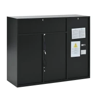 Scarpiera moderna con 2 ante e 1 cassetto, con illuminazione LED e ripiano per scarpe regolabile, 105x39,5x86 cm, Bianco e Nero(m-10)