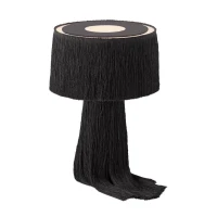 Modern Atolla Tassel Table Lamp with Extra-Long Cable for Flexibility, Boho-chic Shade with Delicate Tassels, 25.5L x 25.5W x 37H cm, Black(m-5)