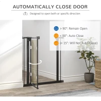 PawHut Pressure Fit Safety Gate, Dog Gate for Doorways and Staircases with Auto Closing Door Double Locking, Acrylic Panel, 74-80 cm - Black(m-17)