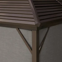 Outsunny 3 x 4m Hardtop Gazebo Canopy with Metal Roof, Aluminium Gazebo Permanent Pavilion with Netting and Curtains, Dark Grey(m-9)