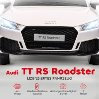 HOMCOM Kinder-Elektroauto, Audi TT RS Roadster, 3 km/h, Fernbedienung, LED, USB, Weiß(m-4)