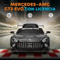 AIYAPLAY Coche Eléctrico para Niños Mercedes-AMG GT3 Evo con Mando a Distancia Motor Doble Ruedas Auxiliares Asa Música Negro(m-4)