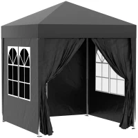 Outsunny Tonnelle de jardin extérieure tonnelle pliante pop-up réglable en hauteur protection UV 2 x 2 m noir(m-1)