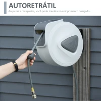 DURHAND Carrete de Mangueira de Ar Comprimido Automático de 10 m Conector de 1/4'' BSP Suporte Giratório 180° para Parede Cinzento(m-4)