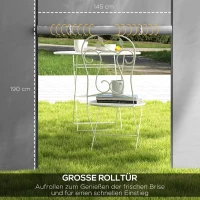 Outsunny Pavillon-Vorhänge, 2er-Set, für 3x6m oder 3x3m Gartenpavillons, mit Fenstern und Türen, Hellgrau(m-5)