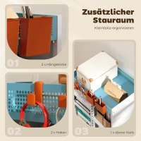 HOMCOM Boekenkast op Wielen, 4-laags, Verstelbare Planken & Hangmanden voor Home Office en Woonkamer, Wit(m-6)