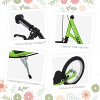 HOMCOM Kinderstep 5 Jaar, Verstelbare Kinderscooter Met Luchtbanden, Groente(m-7)