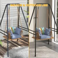 Outsunny Hammock Chair Stand, Hanging Heavy Duty Metal Frame Hammock Stand for Hanging Hammock Air Porch Swing Chair, Egg Chair, Black(m-5)