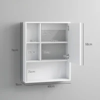 kleankin Armadietto Bagno con Specchio, Ripiani e Scaffale Regolabile, Montaggio a Parete, 60x15x76cm, Bianco(m-3)