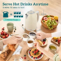 HOMCOM Polished Retro 40-100°C Kettle and Toaster Set - Cream(m-3)