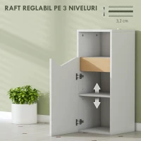 HOMCOM Dulăpior pentru Baie Îngust cu Ușă Amortizată și Raft Deschis, Mobilier Compact cu Rafturi Reglabile, pentru Bucătărie, Sufragerie sau Baie, 30x30x71,5 cm, Alb și Lemn Natur(m-5)