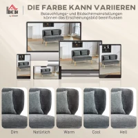 HOMCOM 2-zitsbank, klein chenille-bank met vleugelrug, dikke zit, rubberhoutpoten, Grijs(m-7)