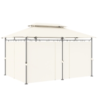 Outsunny Pavillon de jardin double toit, 6 côtés, déperlant, pour jardin et terrasse, 4x3 m, blanc crème