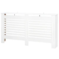 HOMCOM Mască de Calorifer cu Lamele și Raft din Lemn Alb 172x19x81 cm(m-10)