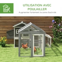 PawHut Enclos poulailler 1,18 m², parc grillagé avec porte verrouillables, cadre en bois massif, 140 x 88,5 x 106 cm, gris(m-6)