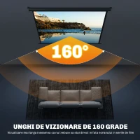 HOMCOM Ecran de Proiecție 84", Format 4:3, Unghi de 160° și Montare pe Tavan sau Perete, Negru(m-5)