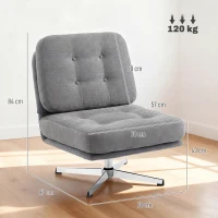 HOMCOM Fauteuil d'appoint pivotant, fauteuil de lecture rembourré en chenille, assise large, coussin à ressorts et pieds métalliques, gris clair(m-3)