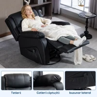 HOMCOM Fotoliu Relax Reclinabil cu 8 Puncte de Masaj și Încălzire, Negru(m-9)