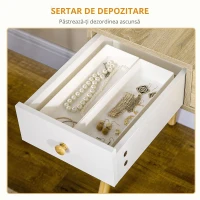 Homcom Set Masa Toaleta – Alb, Cu Oglinda Glisanta & Scaun Tapitat(m-5)