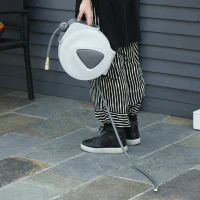 DURHAND Carrete de Mangueira de Ar Comprimido Automático de 10 m Conector de 1/4'' BSP Suporte Giratório 180° para Parede Cinzento(m-2)