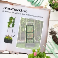 Outsunny Hoogbed met klimrek Plantenbak met klimsteun, open bodem, weerbestendig, 61 cm x 61 cm x 140 cm, Donkergrijs(m-4)