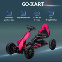 HOMCOM Go Kart a Pedali Macchina per Bambini, Sedile Regolabile, Rosa e Nero(m-7)