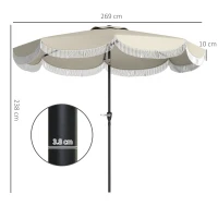Outsunny Parasol de Jardin Inclinable 2.7x2.7 m avec Manivelle, Parasol d'Extérieur Rond à 8 Baleines, en Métal et Polyester, pour Cour Balcon, UV 30+, Gris clair(m-3)