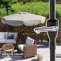 Outsunny Parasol de Jardin Inclinable 2.7x2.7 m avec Manivelle, Parasol d'Extérieur Rond à 8 Baleines, en Métal et Polyester, pour Cour Balcon, UV 30+, Gris clair(m-4)