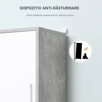 Kleankin Dulap Baie Coloana – 30×30×180 cm, Lemn Efect Ciment(m-7)