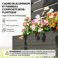 Outsunny Jardinière surélevée avec treillis pour plantes grimpantes bac à fleurs de 64L, composite bois-plastique et aluminium(m-5)
