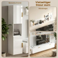 HOMCOM Schwebendes TV-Board mit Klapptüren Entertainment-Center Wandregal Schrank 180 cm Hochglanz Weiß(m-4)