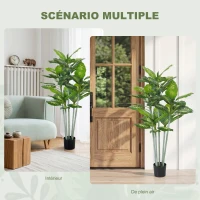 HOMCOM Plante artificielle calathea hauteur 150 cm pot ciment 53 feuilles - intérieur(m-5)