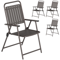 Outsunny Set de 4 scaune de grădină exterioare pliabile cu cotiere, spătar şi şezut, cadru metalic 55x63x93 cm Maro